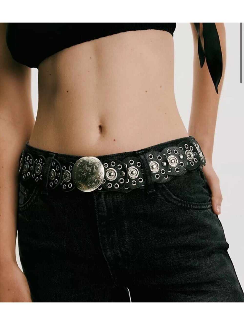 Free People Baby Follow Your Arrow Tan Leather Disc Belt One Size - Picture 3 of 13